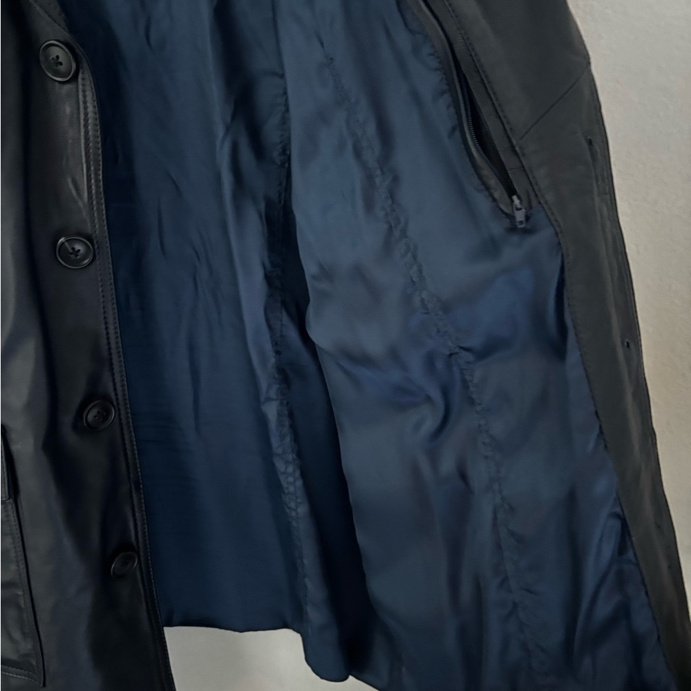 REVOLVE Dark Blue Leather Field Jacket - Picture 10 of 12